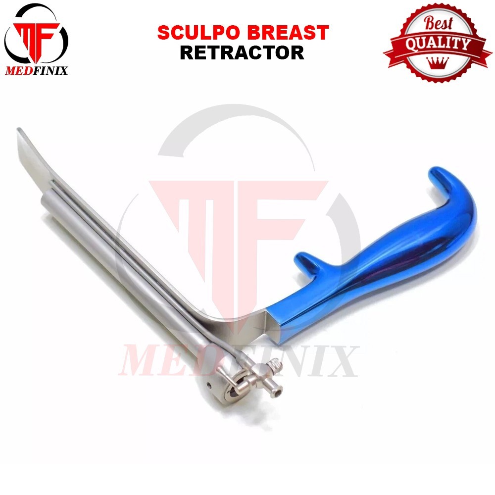 Sculpo Breast Retractors with Endoscopic Channel 180 X 25mm Titanium Blue Coated