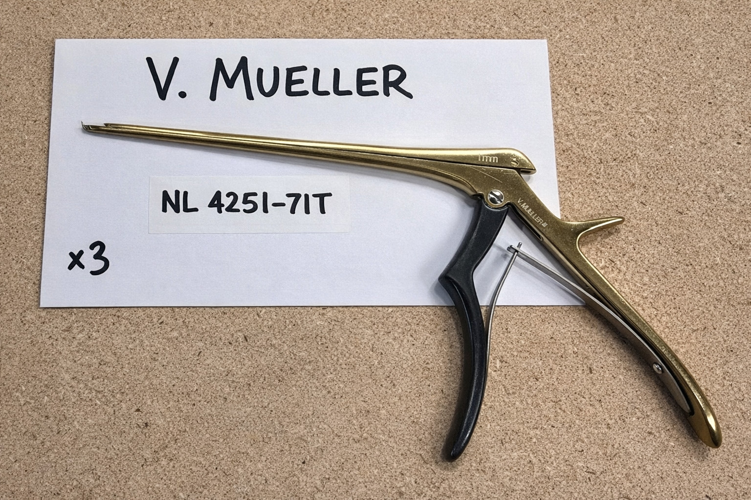 V. Mueller NL4251-71T Kerrison 40 Degree Angled Up Cutting 1.0mm Rongeurs