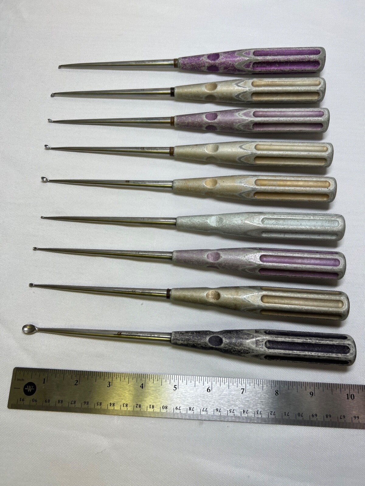 Lot Of 9 V. Mueller Chroma-Line 10″ Upper Spine Curettes Neurology Spine