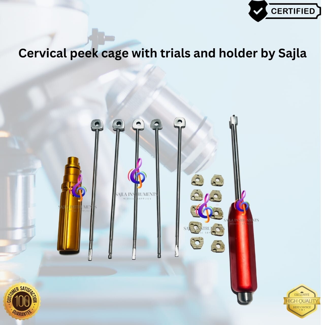 Spine locking Cervical Peek Cage with Trials and Holder 17 Pcs Set