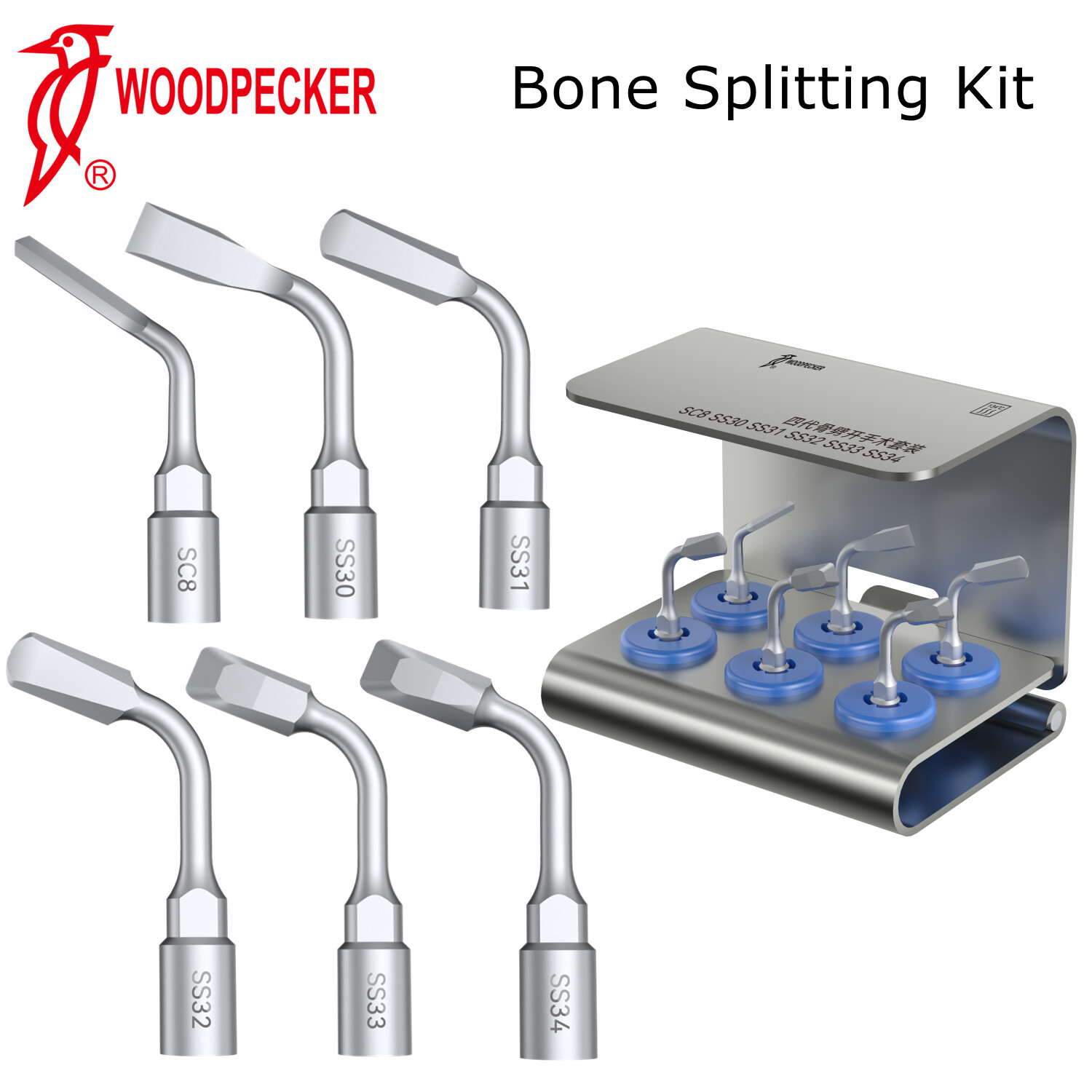 Woodpecker Ultrasonic Piezo Bone Surgery Tips Kit for Surgic Smart Ai Surgery