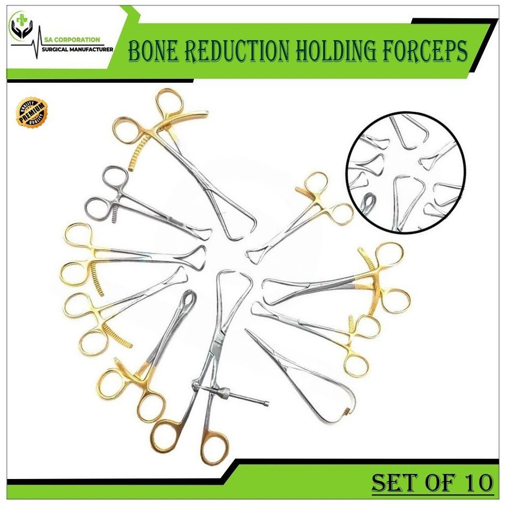Surgical Orthopedic Bone Reduction Holding Forceps Clamps Set of 10 Pcs