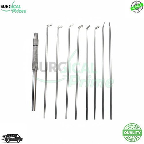 8pc Neuro Surgical Angle Hook Knives Set Sharp Corner Blunt Tip Micro Instrument