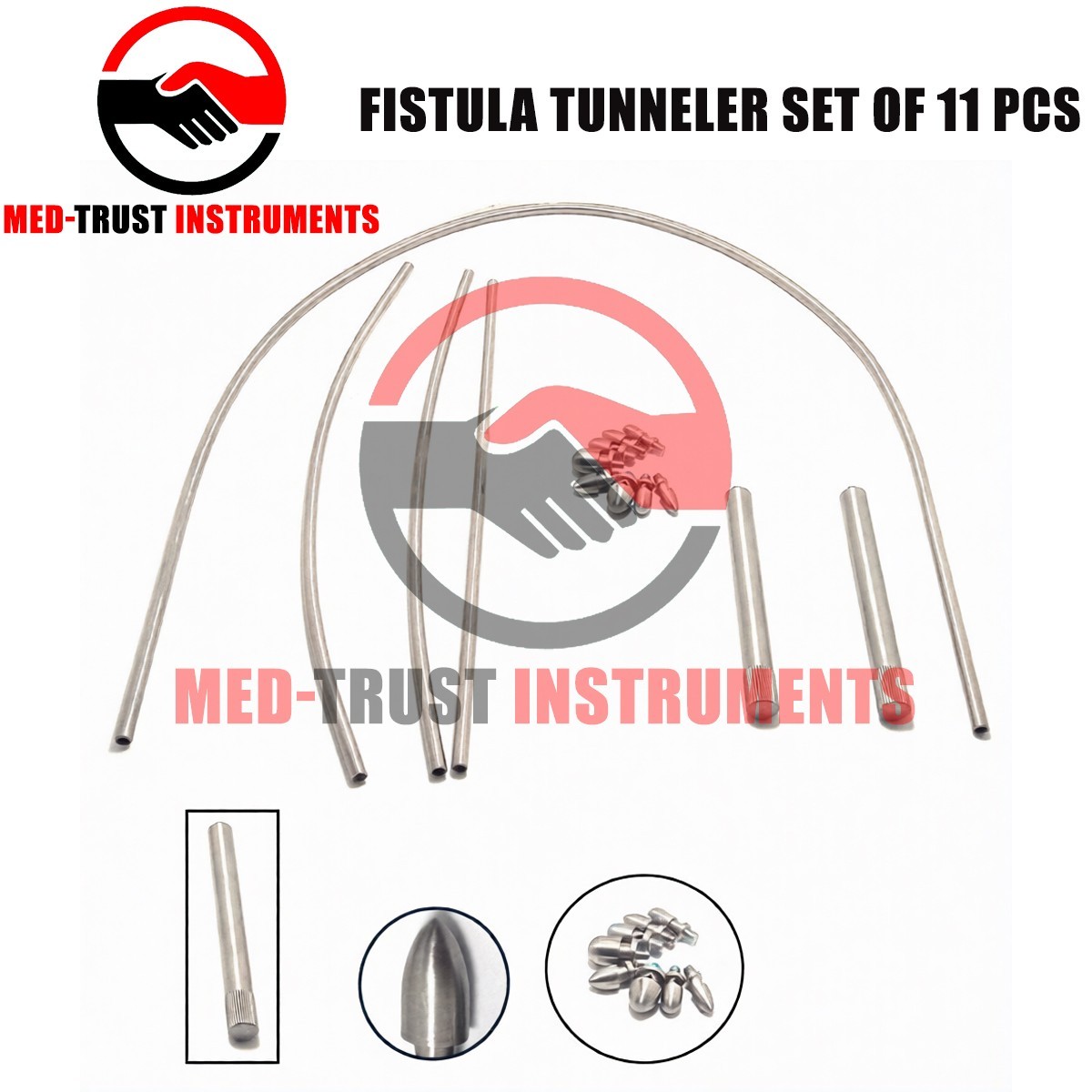 Vascular Set Fistula Tunneler Set of 11 PCs Orthopedic Surgical Instruments