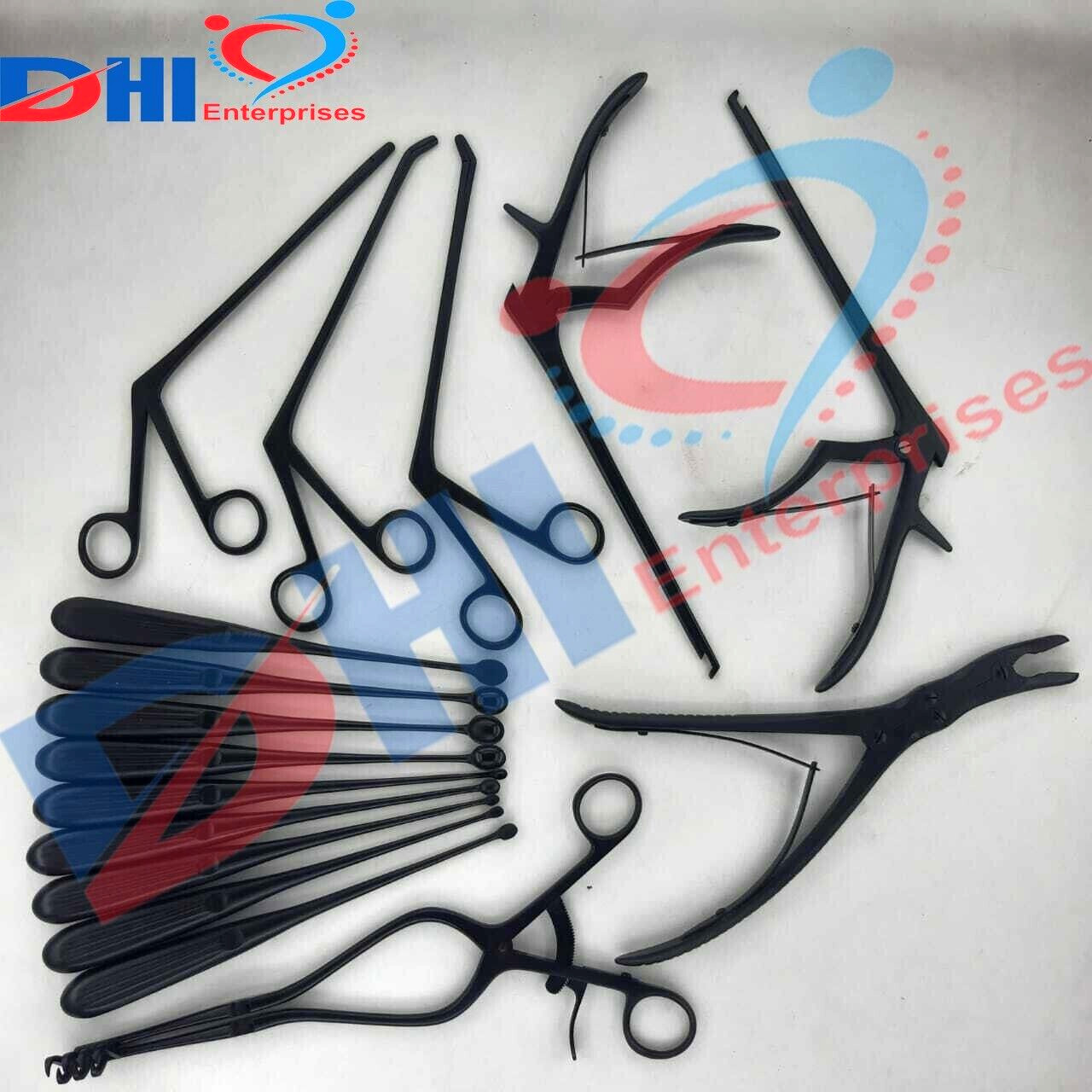 Basic Laminectomy Surgical Orthopedic Instruments Black Coated 16 PCs Set BY DHI