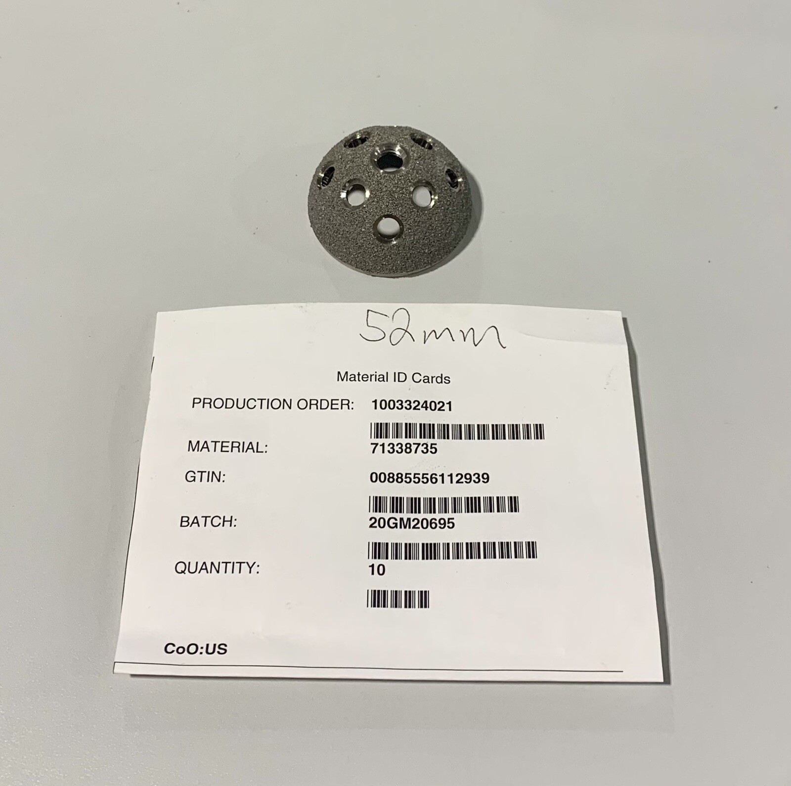 Smith And Nephew 7133-8735 R3 Acetabular System 52mm Demo Trial Shell *NOB*