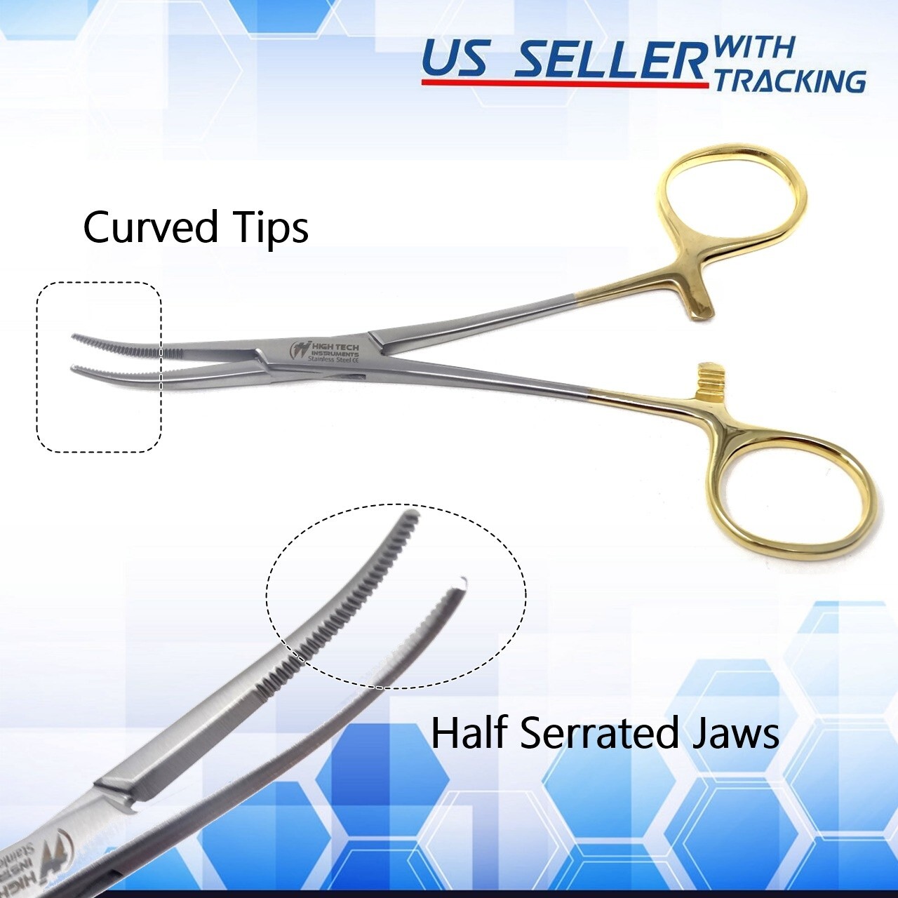 Hemostatic Surgical Kelly Locking Artery Forceps Needle Holder Pliers 5.5″