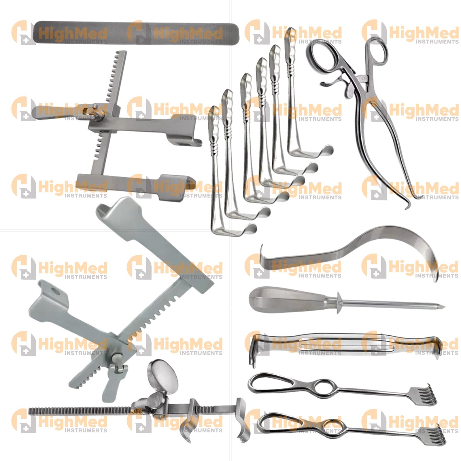 Basic Abdominal Major Surgery Retractor Instrument Set of 17 pcs