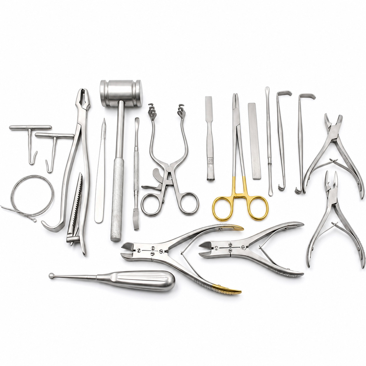 orthopedic Surgical Instruments Set Bone Rongeur Mallet Retractor Forceps Kit CE