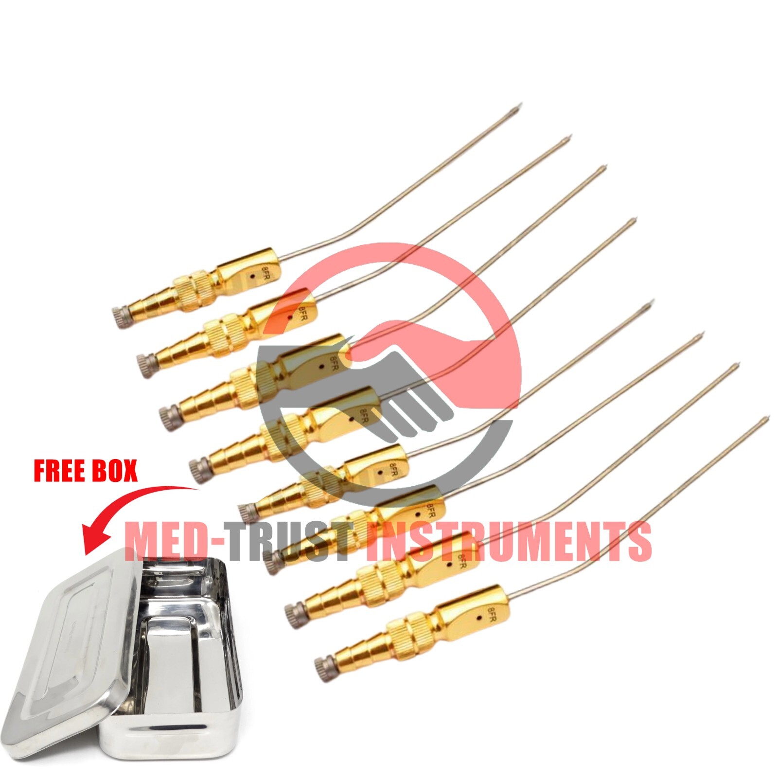 Frazier Suction Tube With Atraumatic Tip Surgical Instruments Set of 9 Pieces