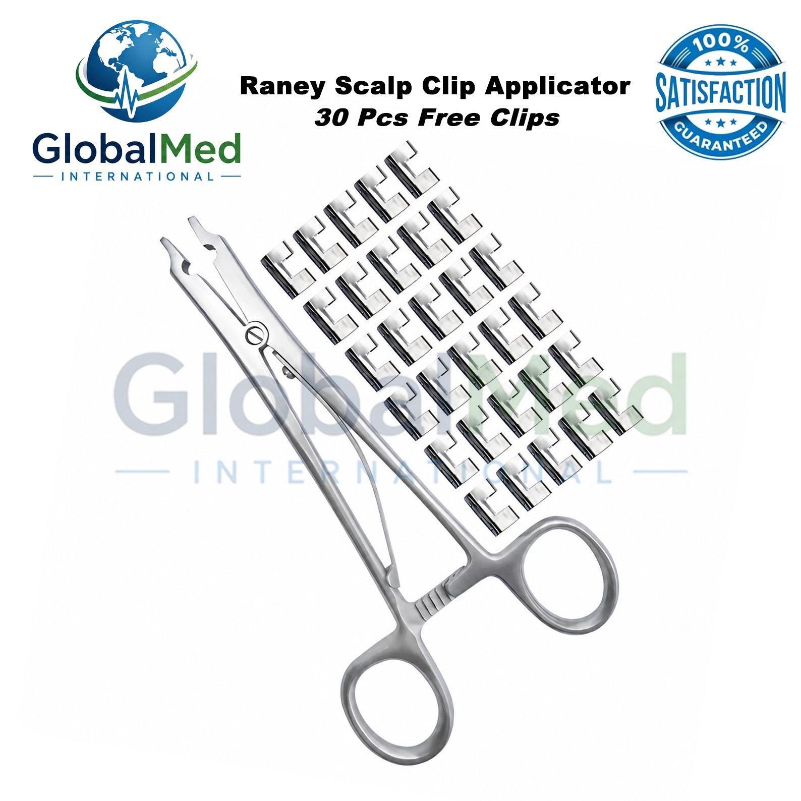 Raney Scalp Clip Applicator Plus Clips of 30 Pcs Surgical Orthopedic Instruments