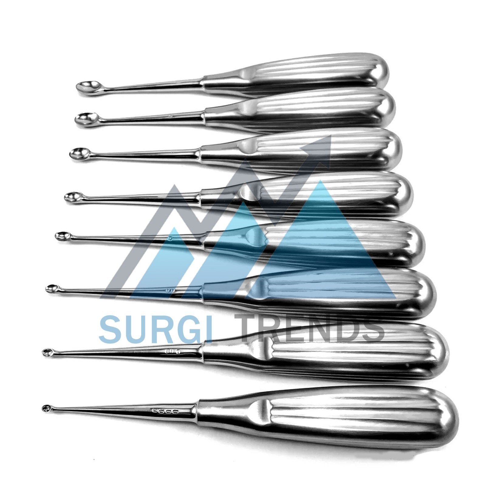 Set 8 Volkmann bone curette sharp spoon dental Medical Surgical tissue surgery