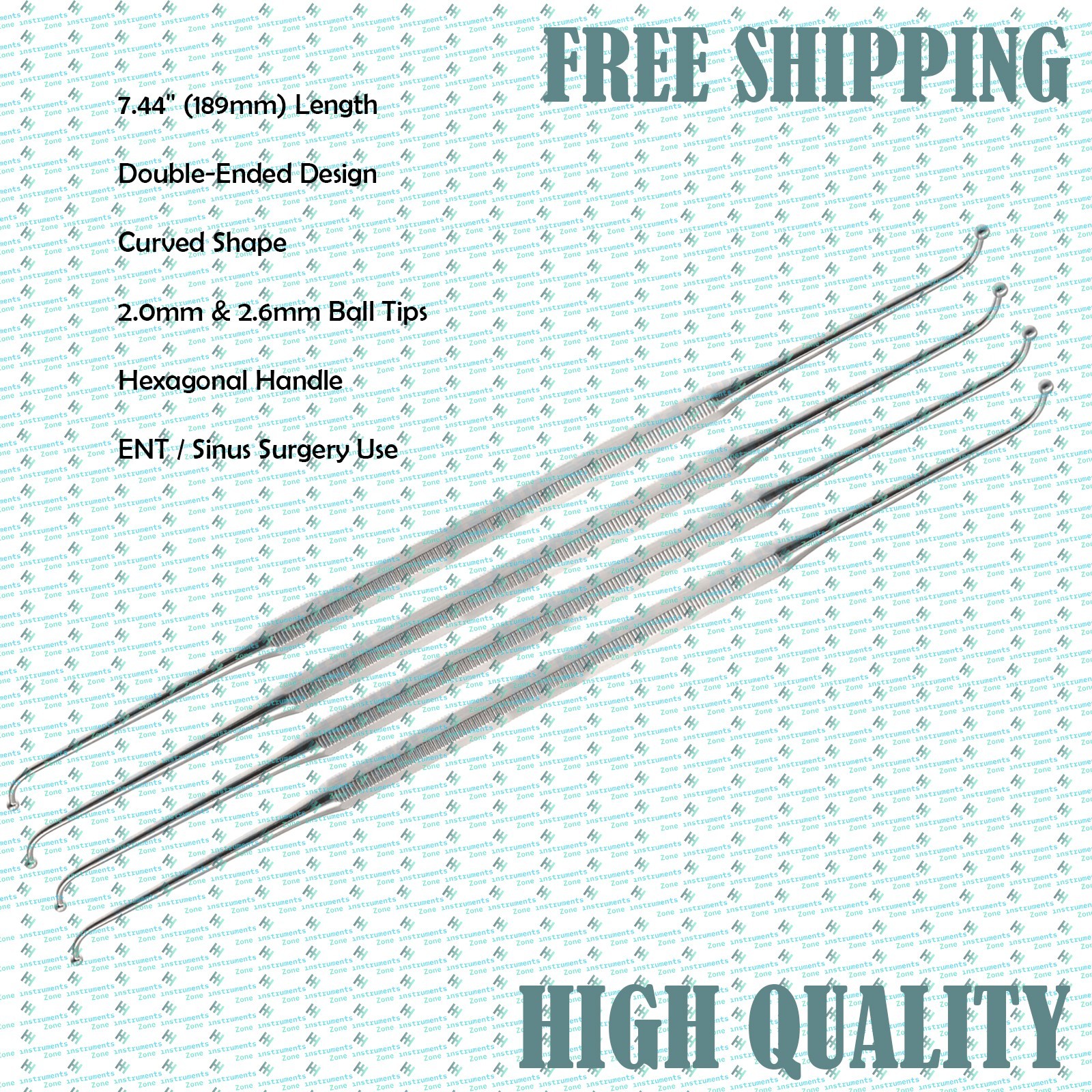Maxillary Ostium Seeker 7.44”, Double-Ended, Curved, 2.0 & 2.6mm Ball Tips