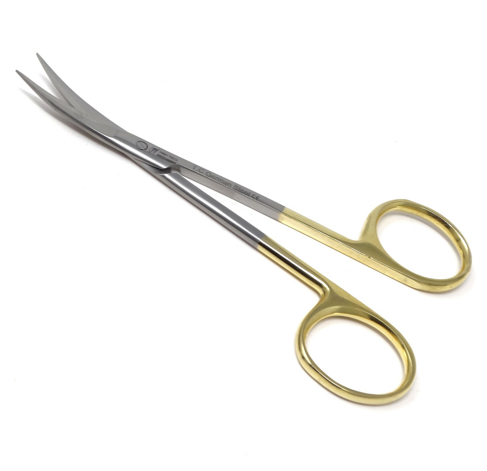 TC English Round Pattern IRIS Micro Scissors 4.5 Curved Tip Tungsten Carbide