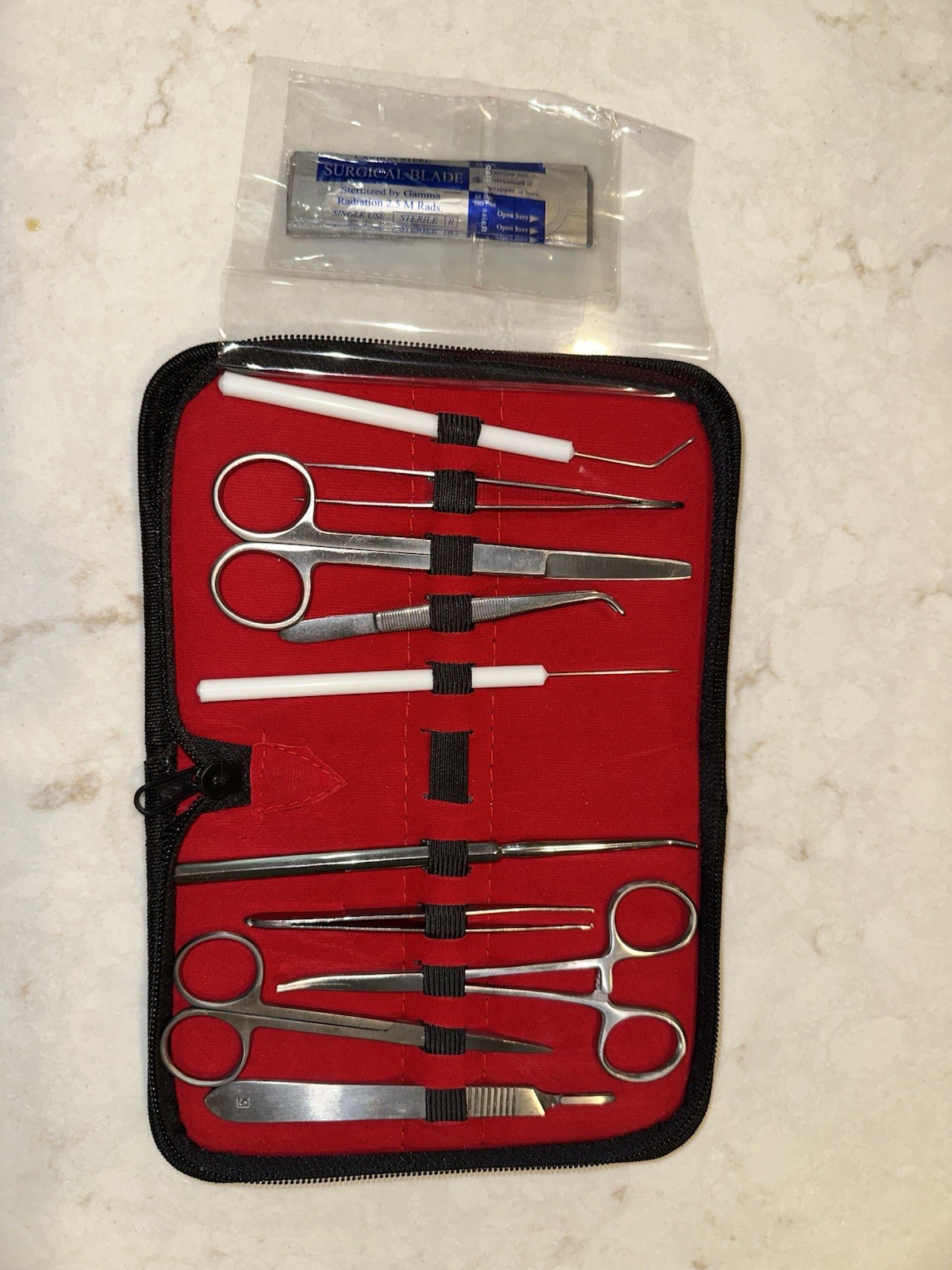 10 Pieces Set Stainless Steel Dissection Surgical Kit Set Red Case Medical Tools