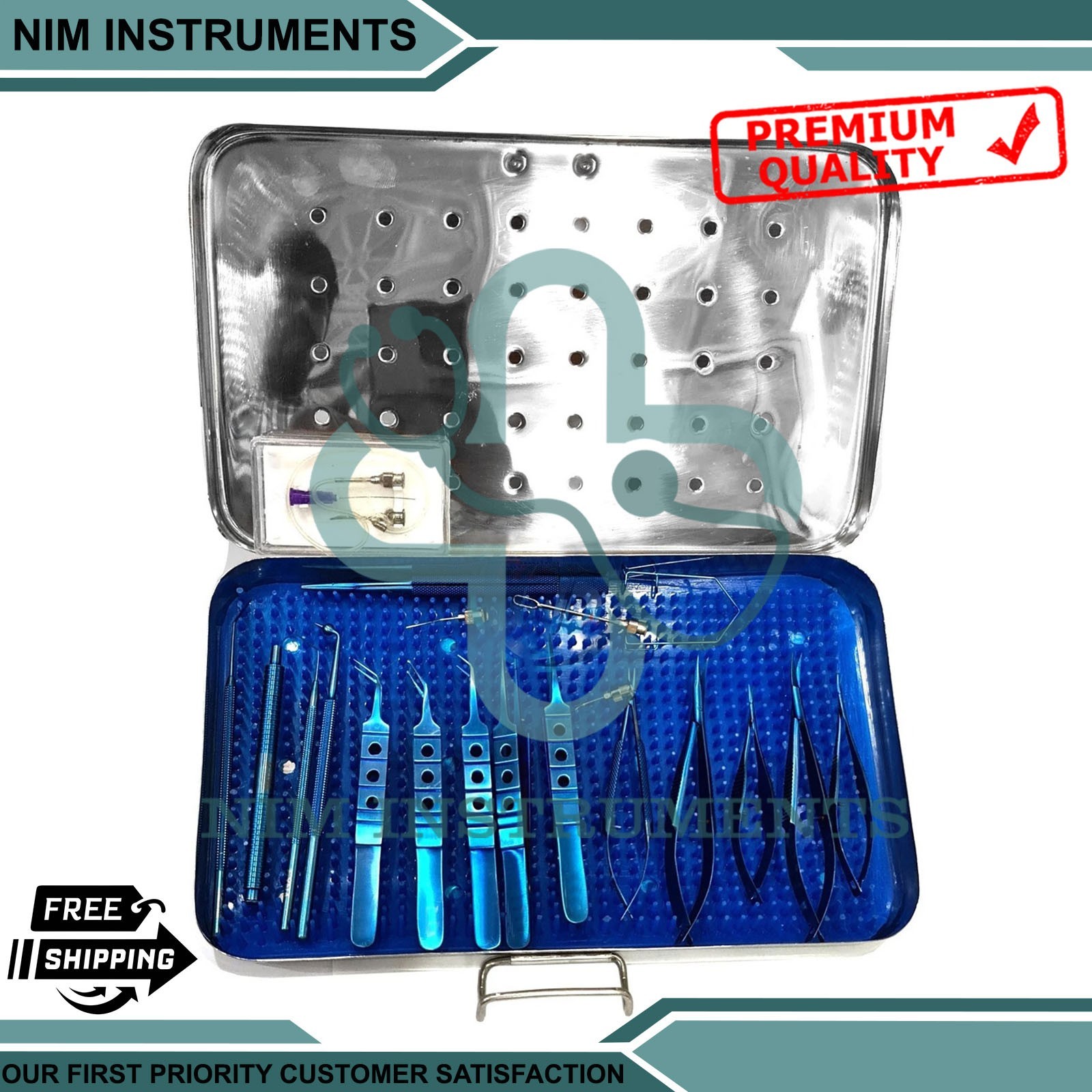 Eye Cataract Titanium Set Ophthalmic Surgical Instruments Set 21 Pcs With Box