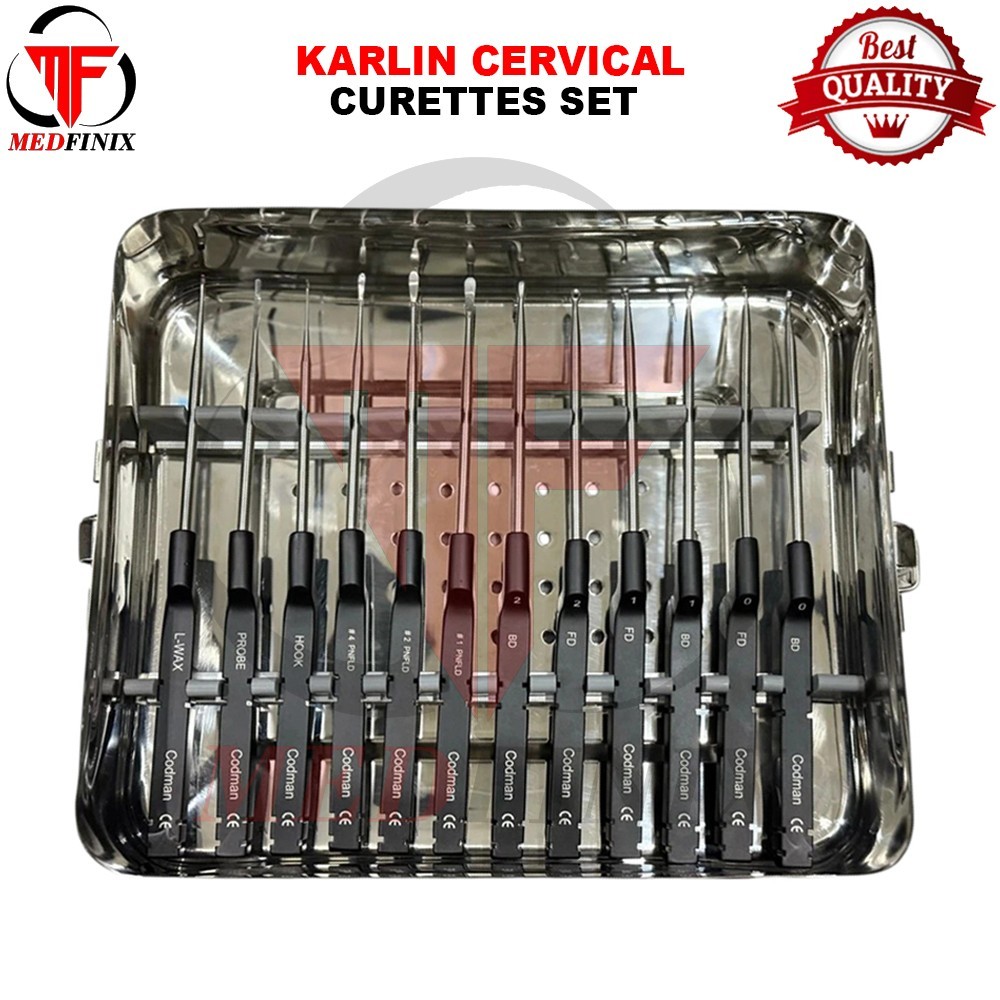 Lot Of 14 Codman Microdiscectomy Karlin Cervical Curettes Set W-Tray