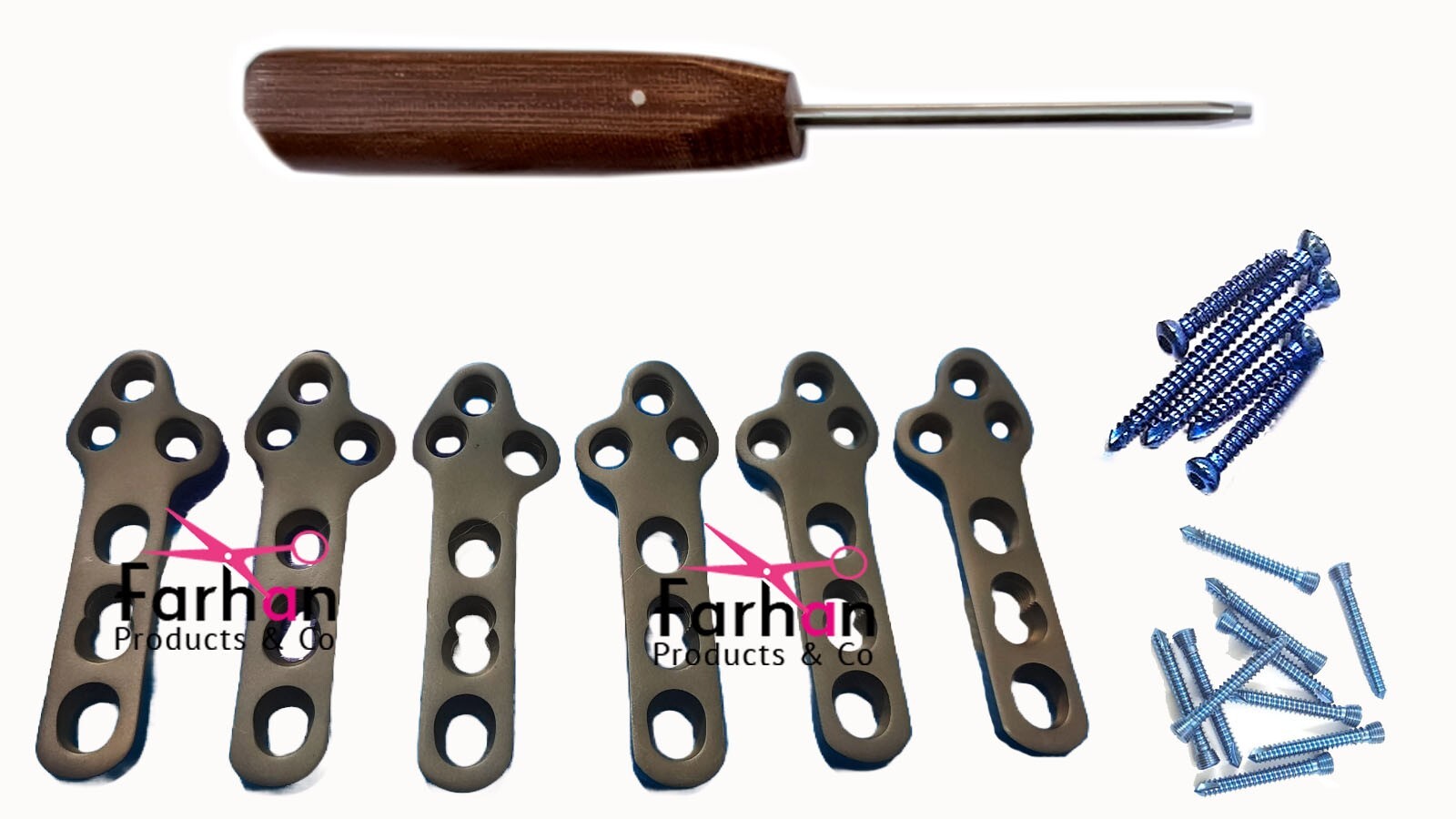 3.5MM TPLO PLATES 55mm Long LEFT&RIGHT 6 UNITS & SCREWS TITANIUM AO 56 Pcs