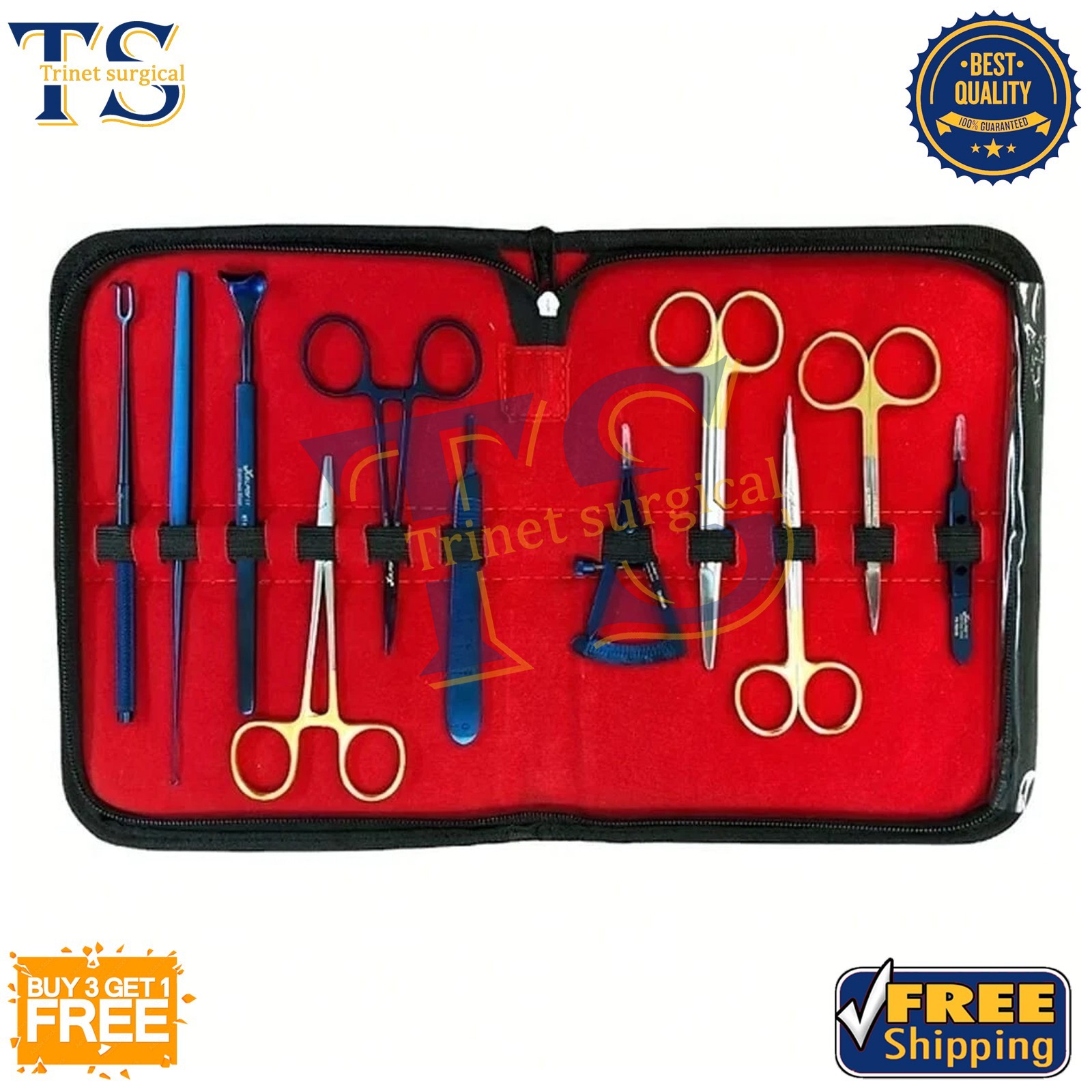 Blepharoplasty Kit,Plastic Surgery High Quality Instruments Kit Set of 11 PCs CE