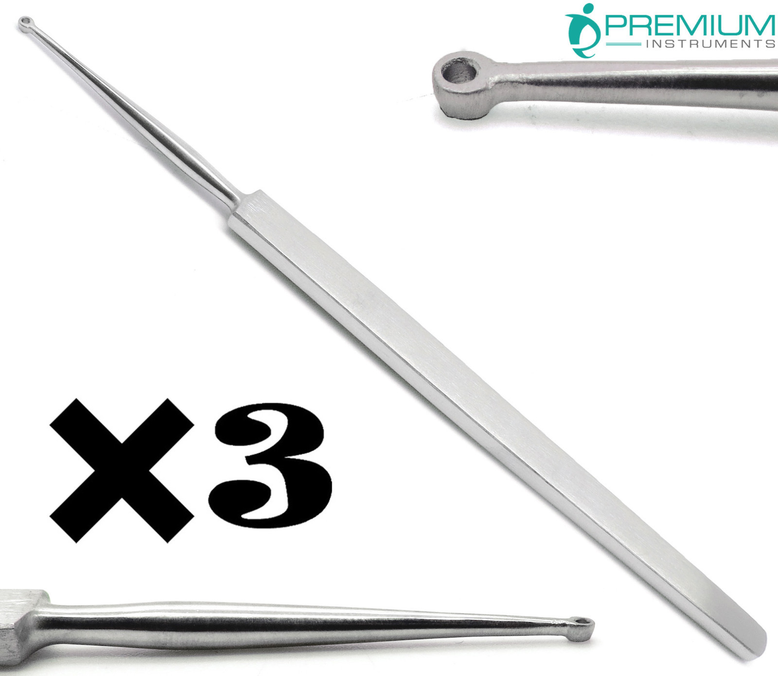 3× New Fox Dermal Curettes Dermatology 2mm ENT 5.5″ Surgical MedicaI Instruments