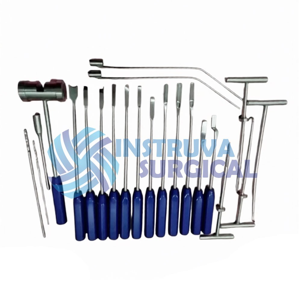 Mueller-Type Cement Removal Instruments Titanium Blue Set of 22 Pcs Orthopedic