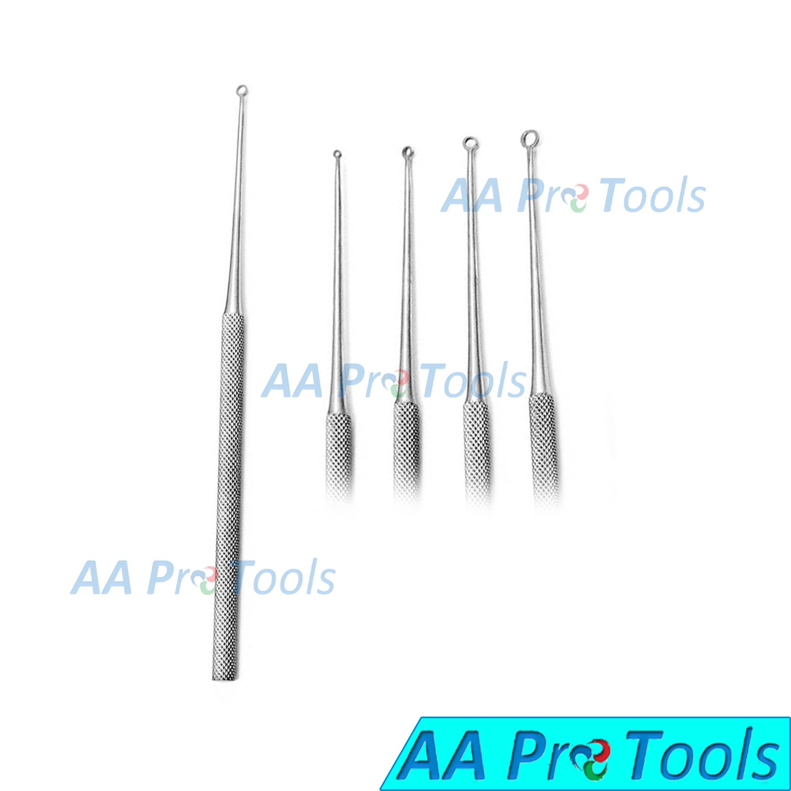 AA Pro Set Of 5 Buck Ear Curettes Blunt Ent Surgical Instruments