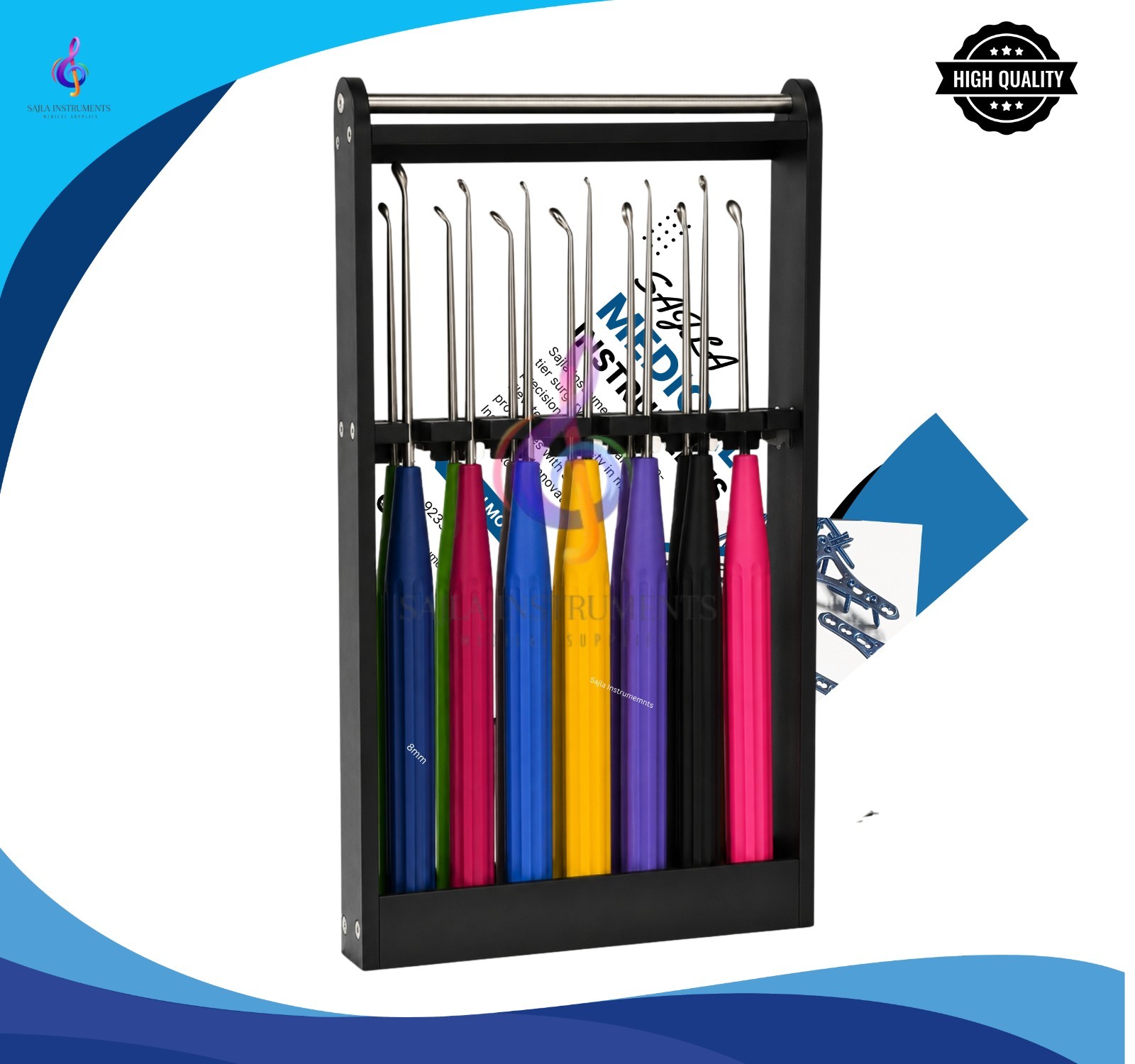 Spine Bone Curettes Set of 6 PCS Orthopedic Surgical Instruments German Steel.