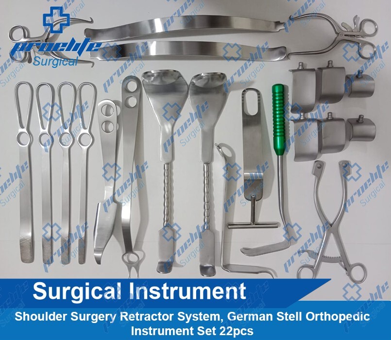 Shoulder Surgery Retractor System, German Stell Orthopedic Instrument Set 22 pcs