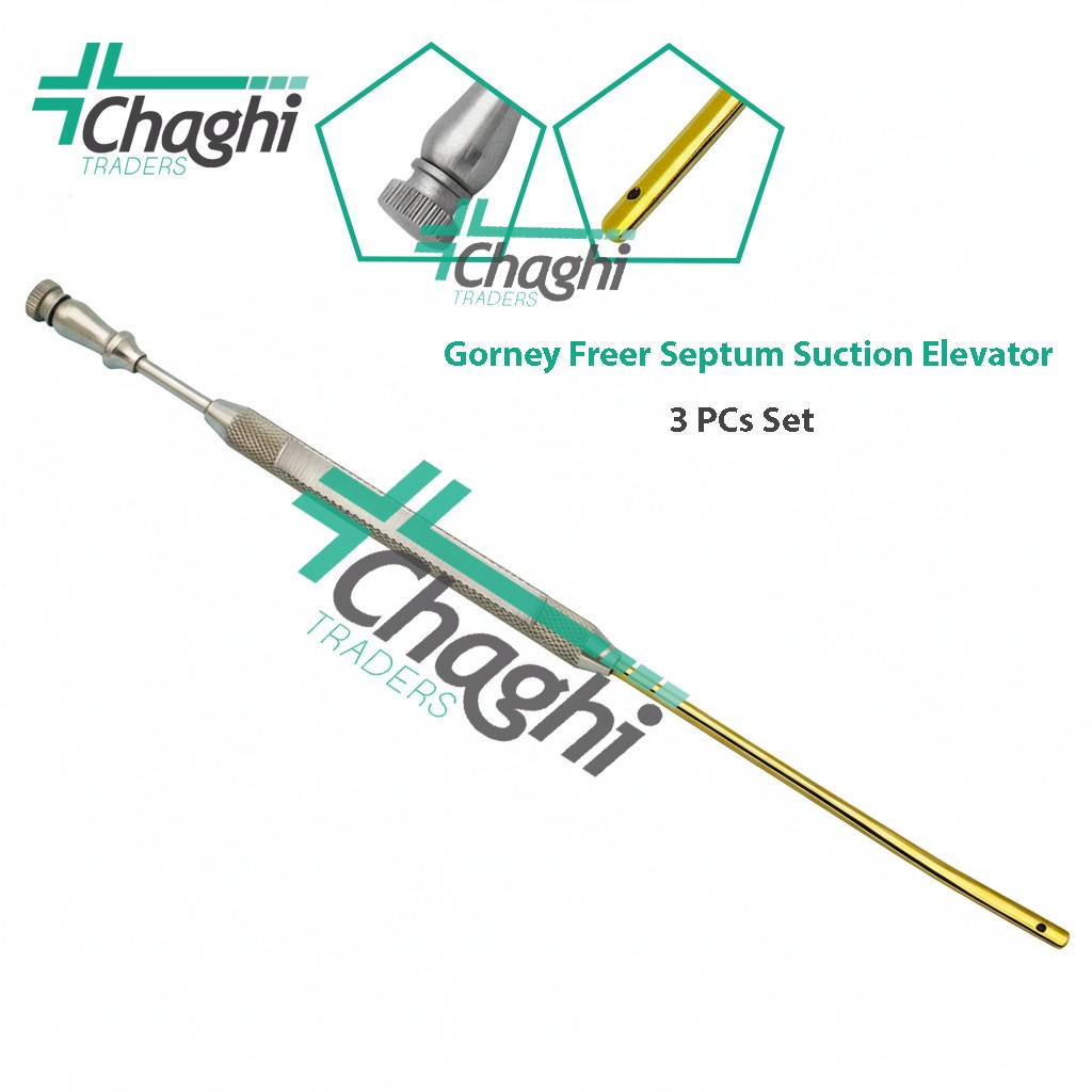 Gorney Freer Septum Suction Elevator 3 PCs Set ENT Plastic Surgery Endoscopic CT