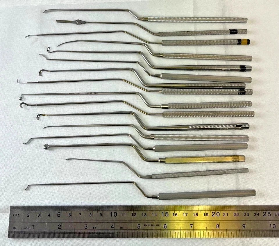 Set of 16 V. Mueller Weck Codman Transphenoidal Bayonet Instruments Neurology