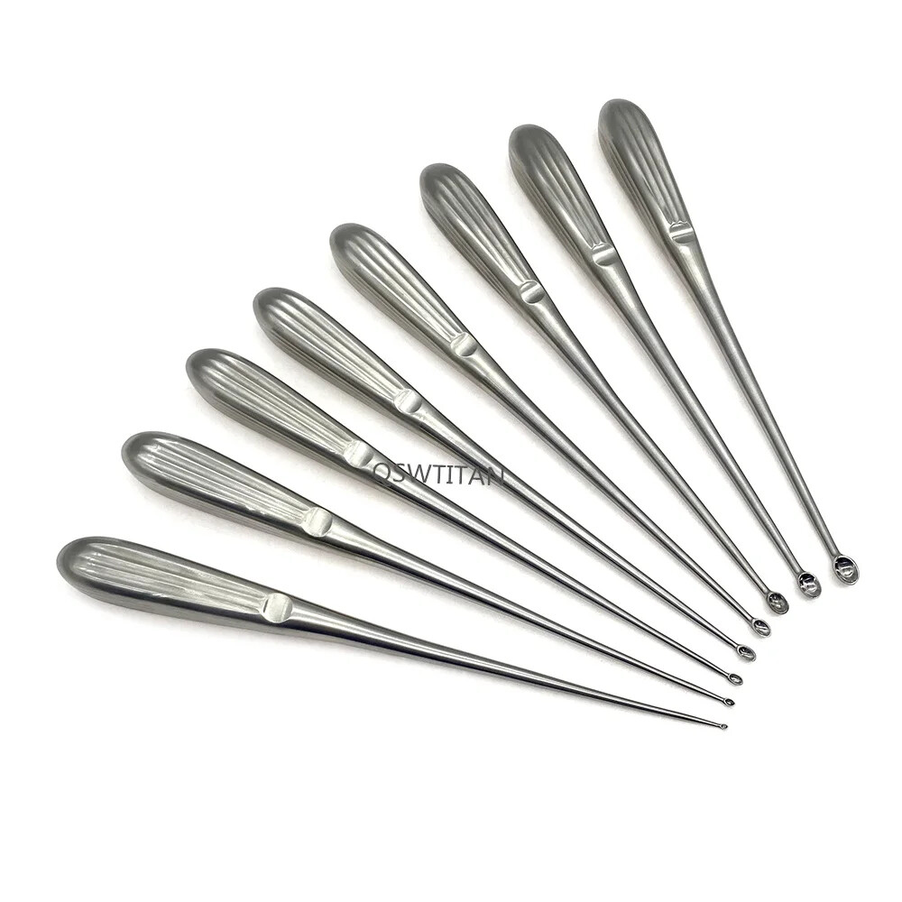 Bone Curette 1-9mm Stainless Steel Handle Orthopedic Surgery Instruments L 220mm