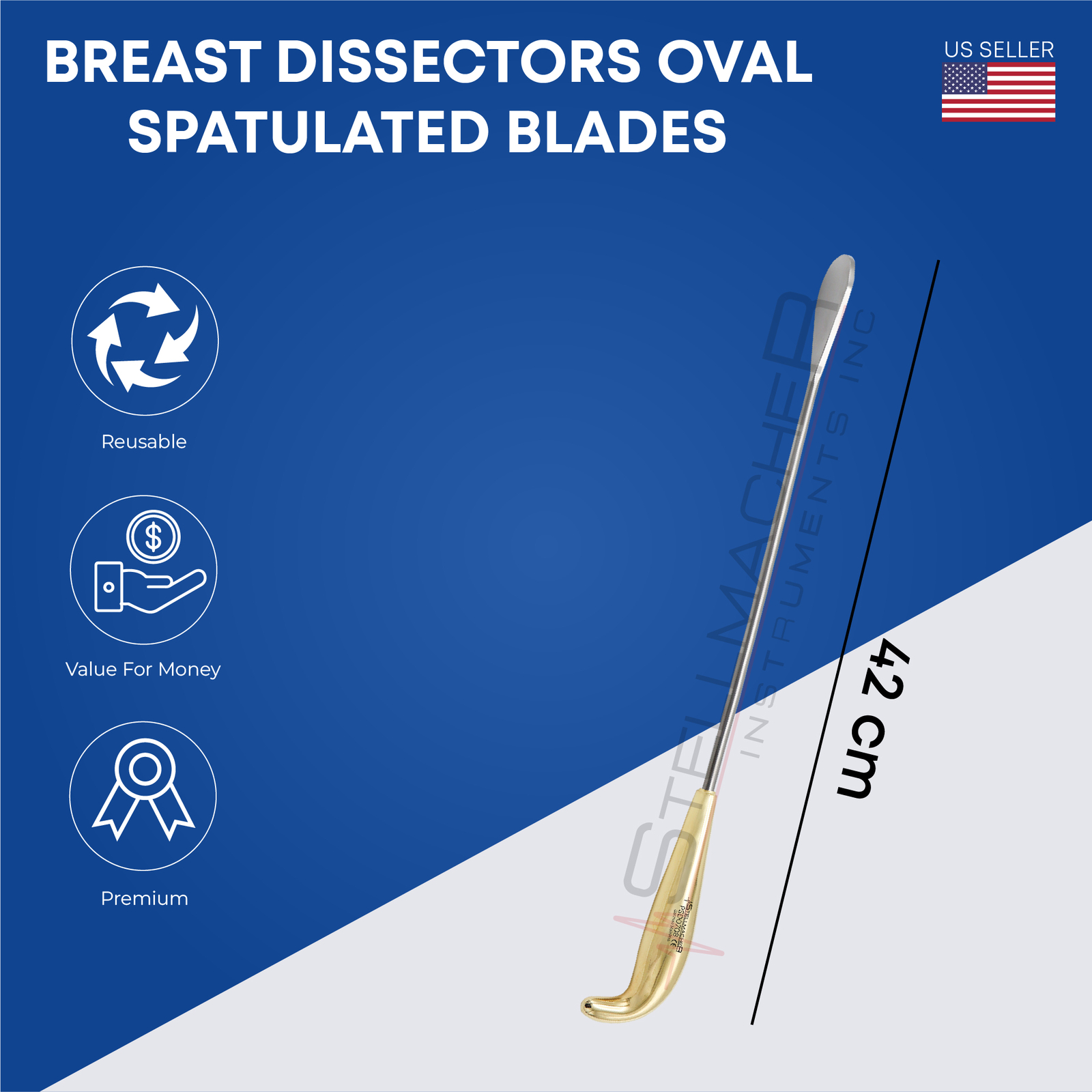 Breast Dissector Oval Spatula Blade Breasts Dissectors Surgical German Grade42cm