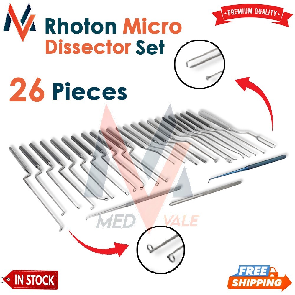 Rhoton Micro Dissector Set 26 Pieces Neurosurgery Surgical Instruments