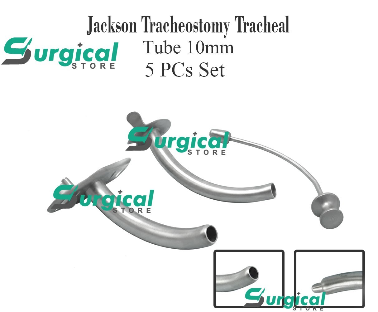 Jackson Tracheostomy Tracheal Tube 10mm 5PCs Set Steel Surgical ENT Instrument