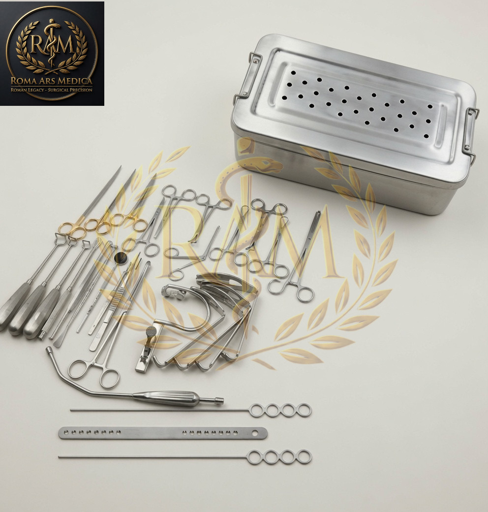 New Tonsillectomy and Adenoidectomy 30 pcs Set Surgical Instruments Kit with Box