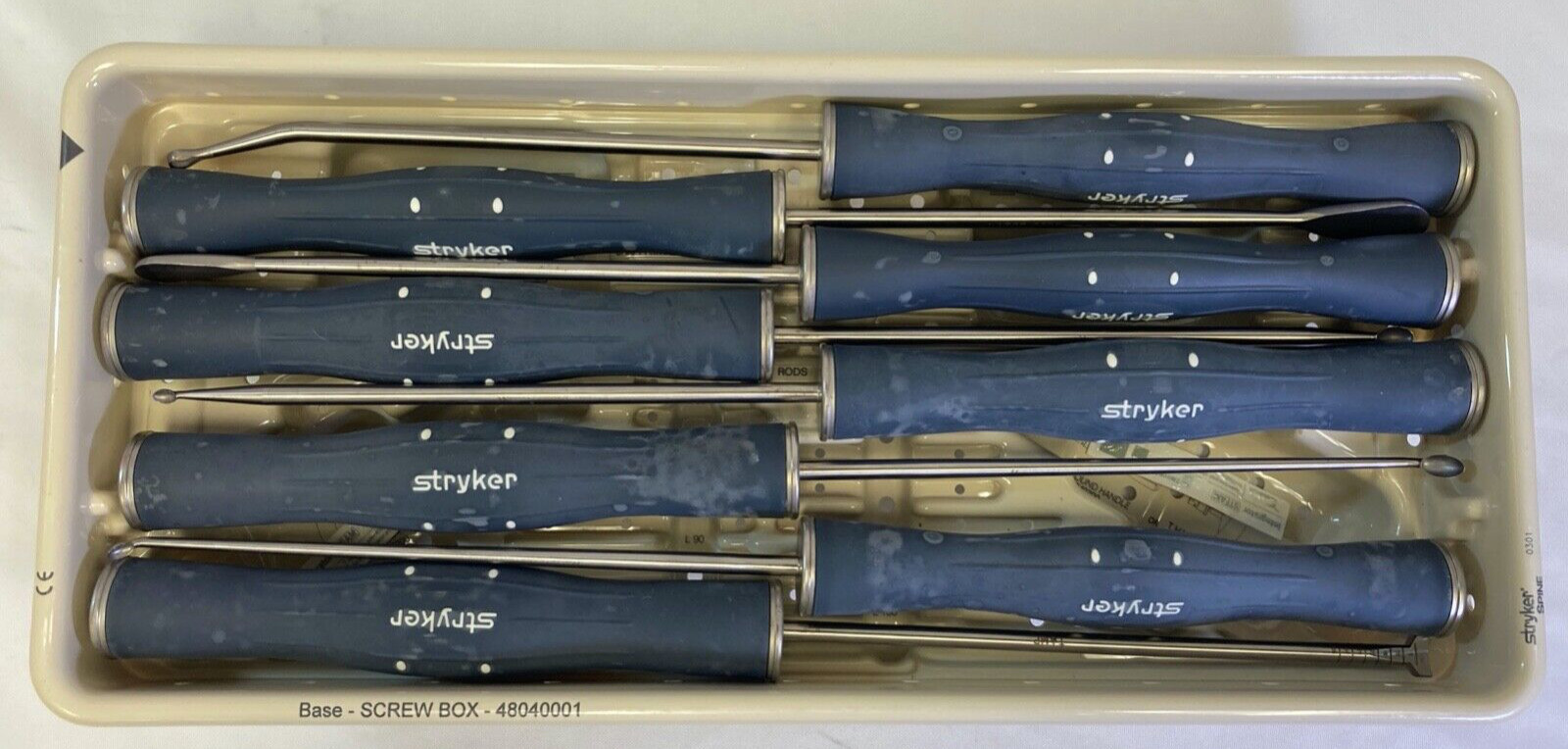 Set of 8 Stryker Reliance Anterior Lumbar Instruments 20″ Cobbs Curettes Neuro