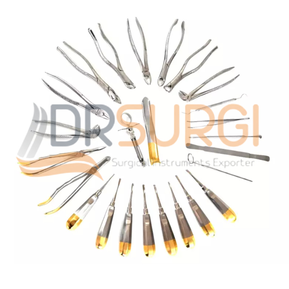 GERMAN 25 PC ORAL DENTAL SURGERY EXTRACTING ELEVATORS FORCEPS INSTRUMENT KIT SET