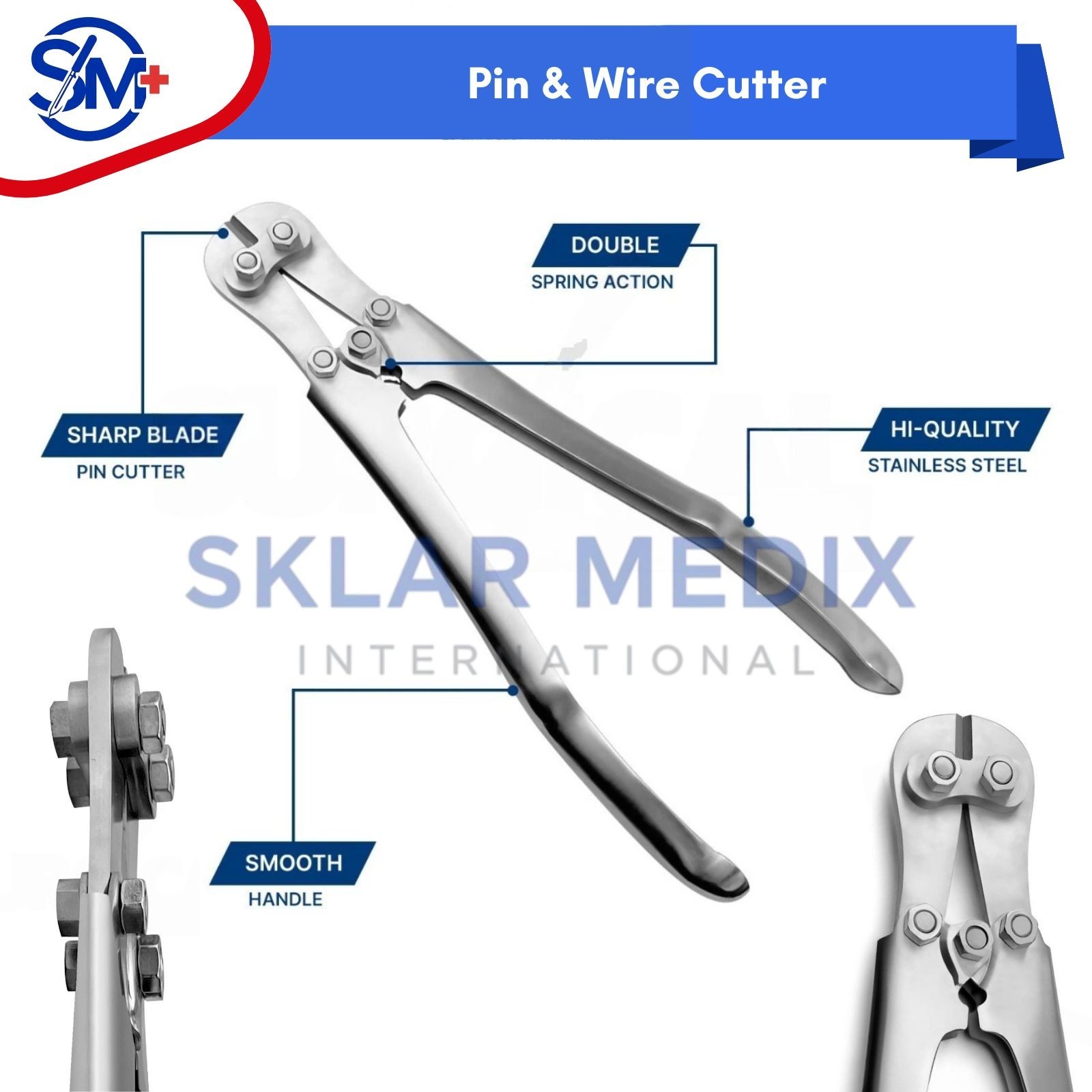 Double Action Pin & Wire Cutter 15″ Orthopedic Surgical Instruments German Grade