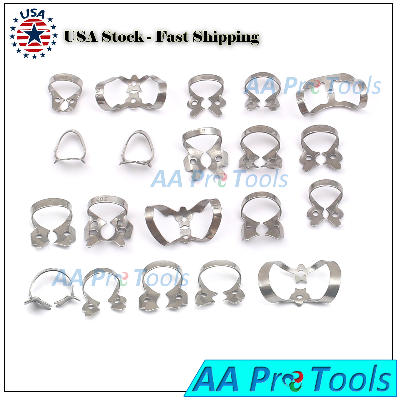 Rubber Dam Clamps Set, Dental, Endodontic,Restorative, Dentistry, 20 Pcs,Premium