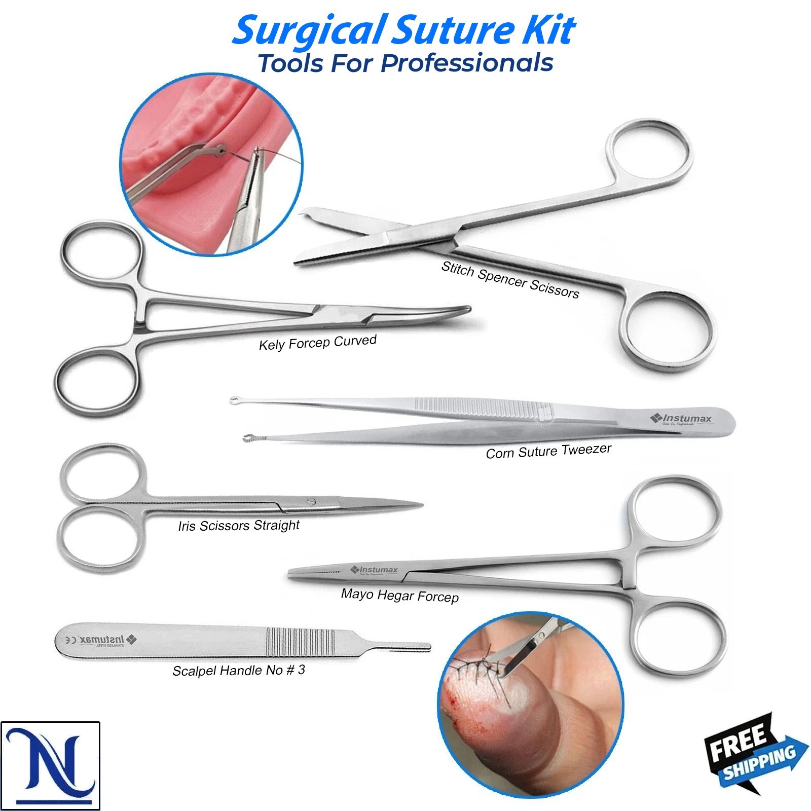 Surgical Suture Kit Stainless Steel Wound Closure Medical Instruments Set Pro
