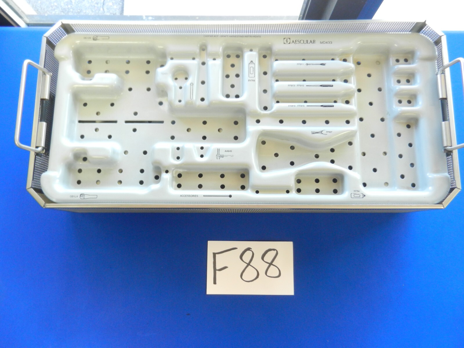 F88 Aesculap MD433 and MD432 Caspar ACF Graft Instrument Trays