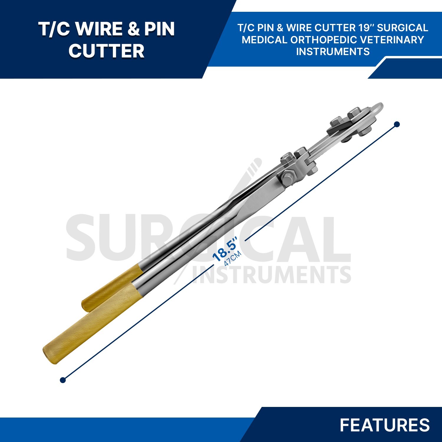 T/C Wire & Pin Cutter 18.5” Side Cutting W/Adjustable Bolt Veterinary German G.