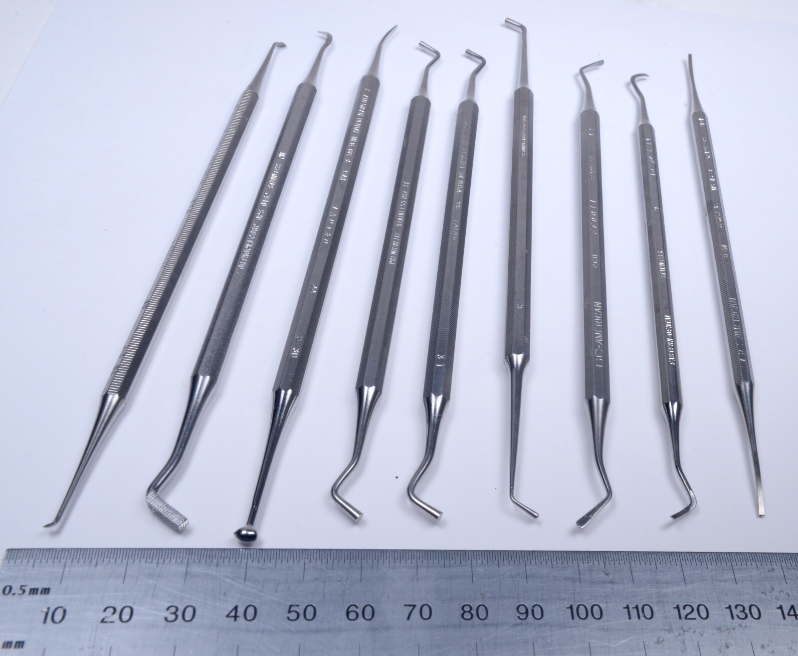 9x Dental Instruments Curette Plugger Burnnisher Scaler GC American Stainless