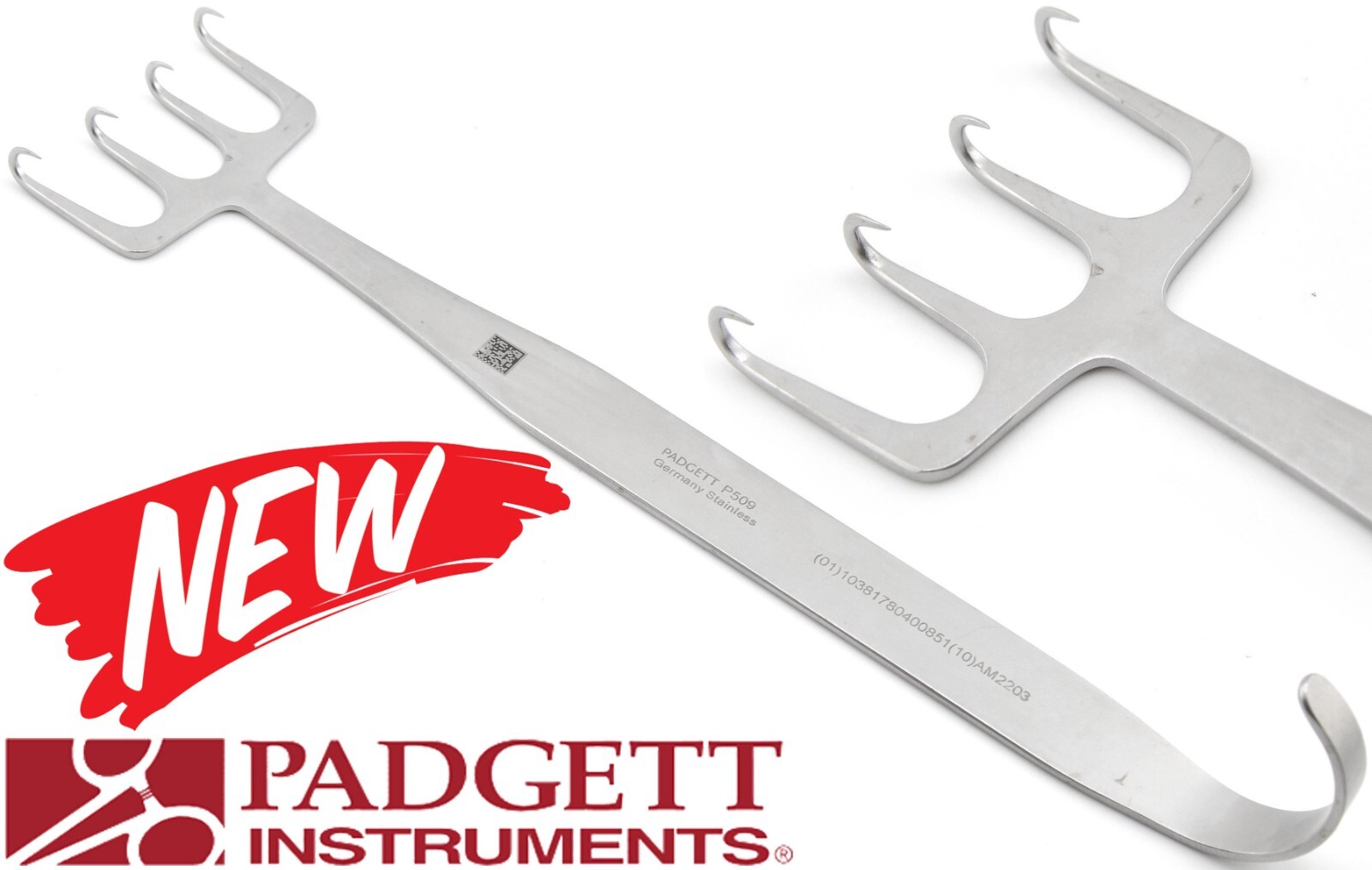Padgett P509 Surgical Freeman Facelift Plastics Retractor 4 Prongs Hooks 1.5″ 7″
