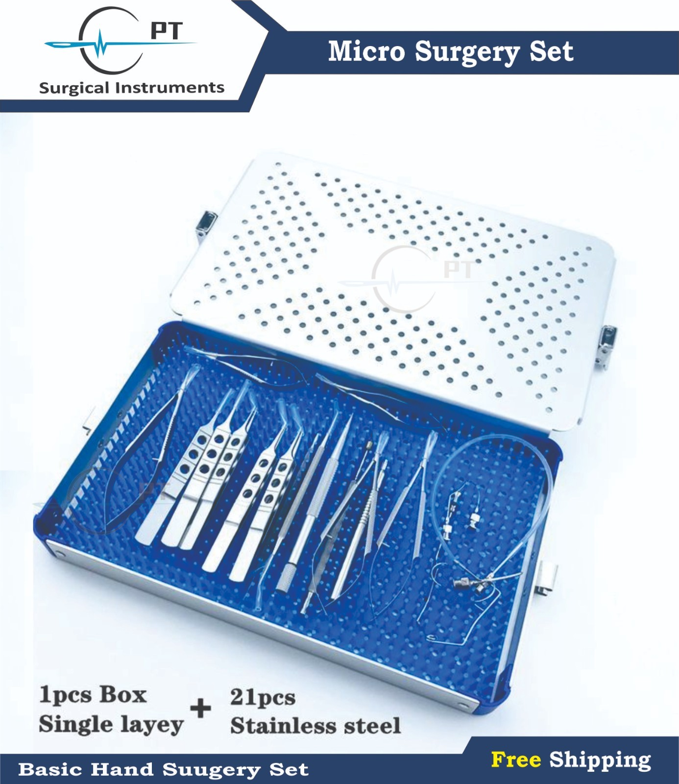 Micro Surgery Insyruments Neuro & ENT Tympanoplasty Set 21 Pcs Surgical Kit