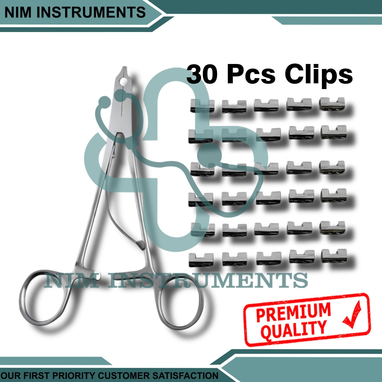 Raney Scalp Clip Applicator Plus 30 Pcs Clips Surgical & Orthopedic Instruments