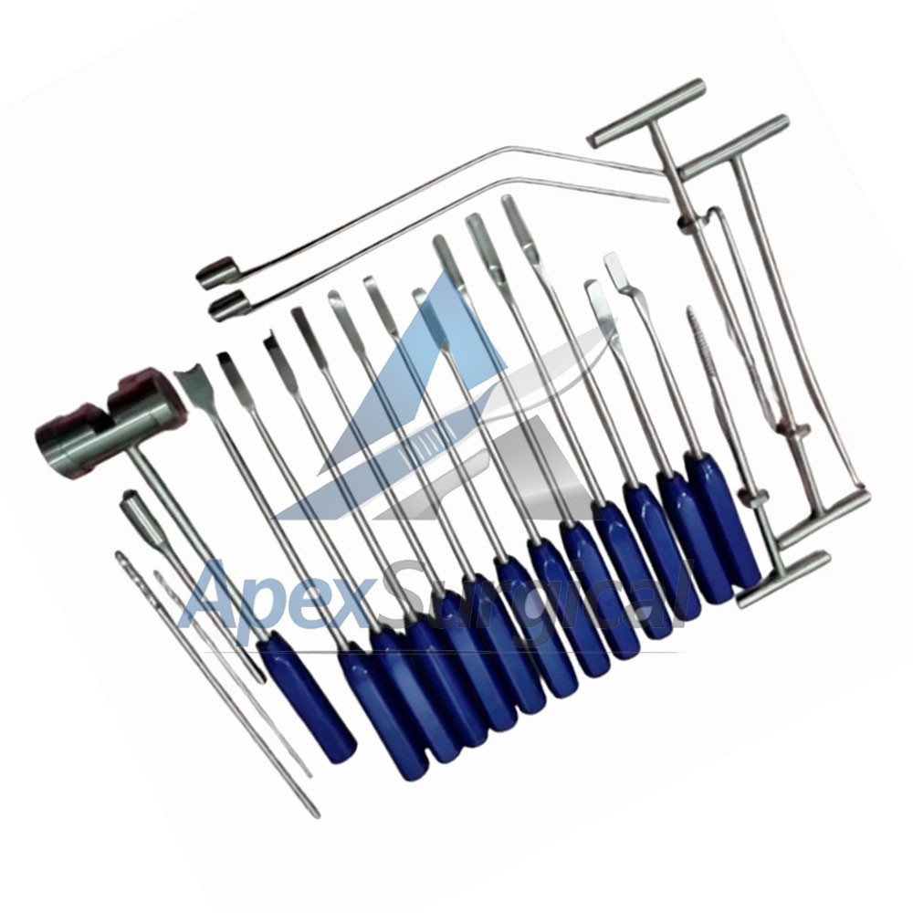 Mueller-Type Cement Removal Instruments Titanium Blue Set of 22 Pcs Orthopedic