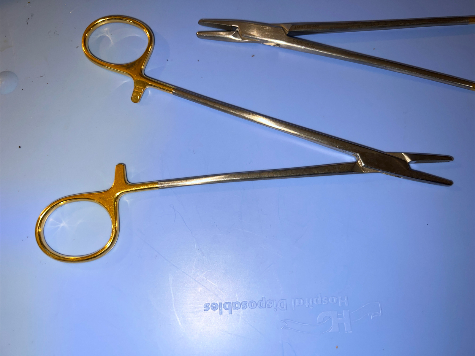 Jarit Surgical 7-1/2in (19cm) TC Mayo Gold Handle Hegar Needleholder 121-140 (1)