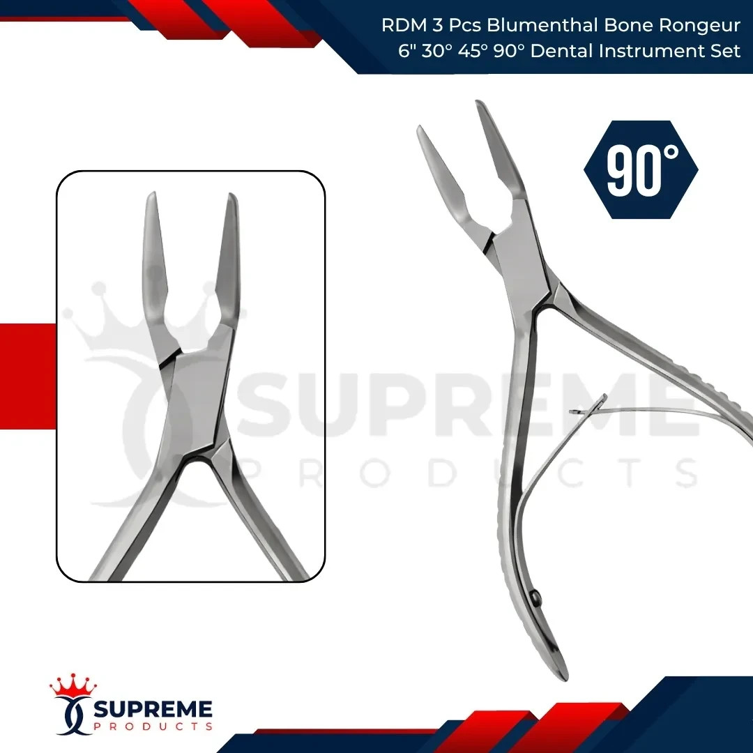 RDM 3 Pcs Blumenthal Bone Rongeur 6″ 30° 45° 90° Dental Instrument Set