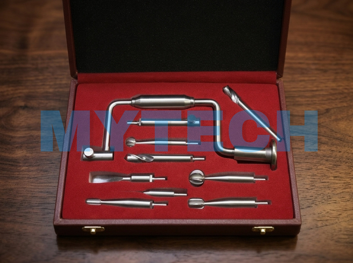 Hudson Brace Hand Drill Set Surgical Orthopedic Instrument w/ Wooden Box
